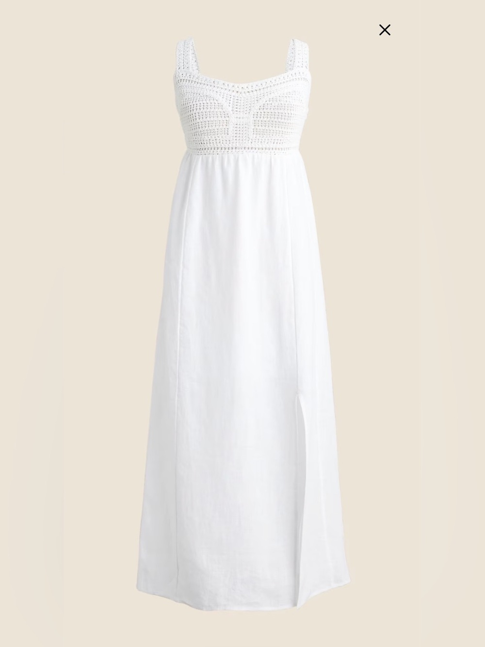 J. Crew White Crochet-Bodice Maxi Coverup